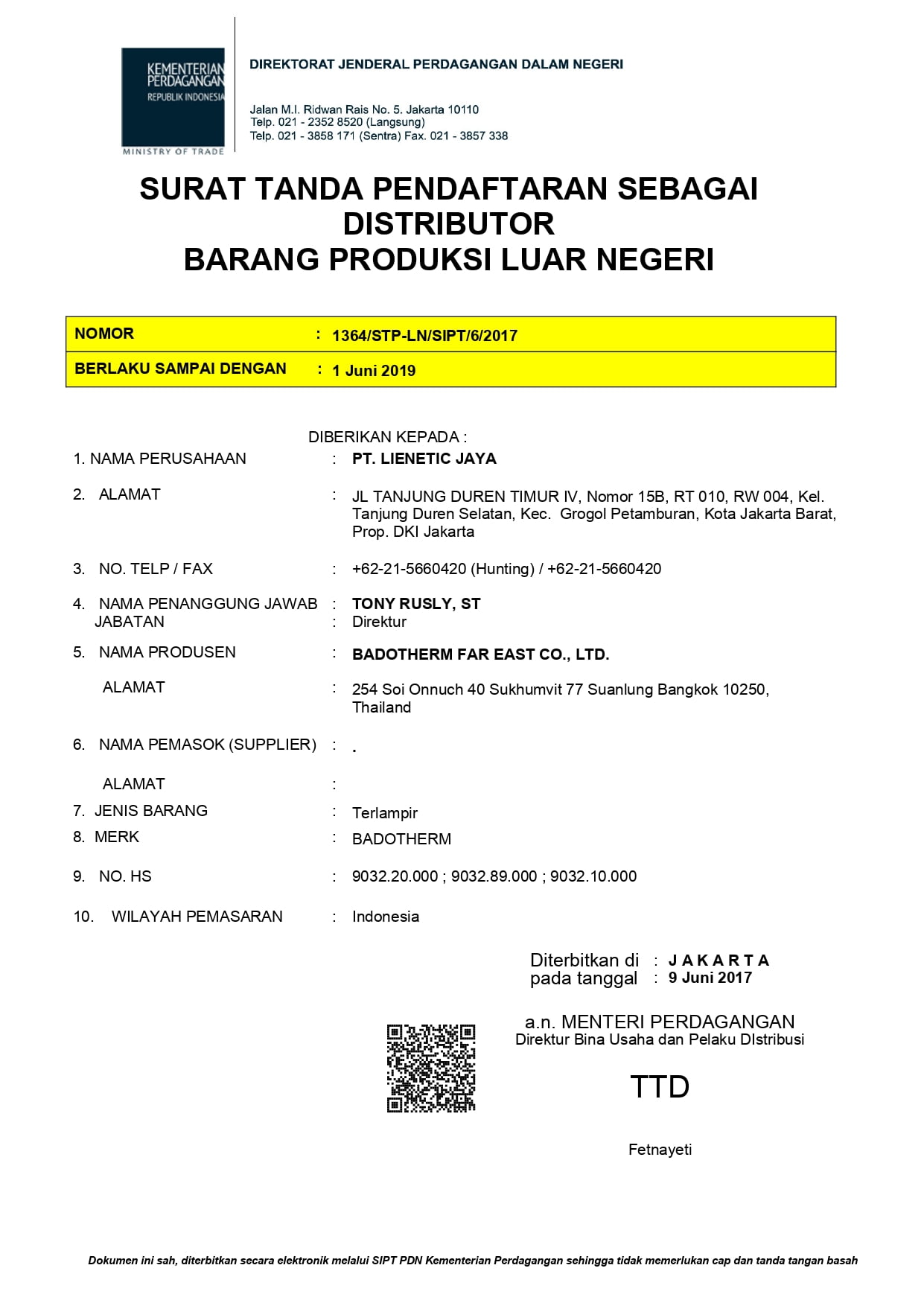 Lienetic Jaya Distributor Badotherm